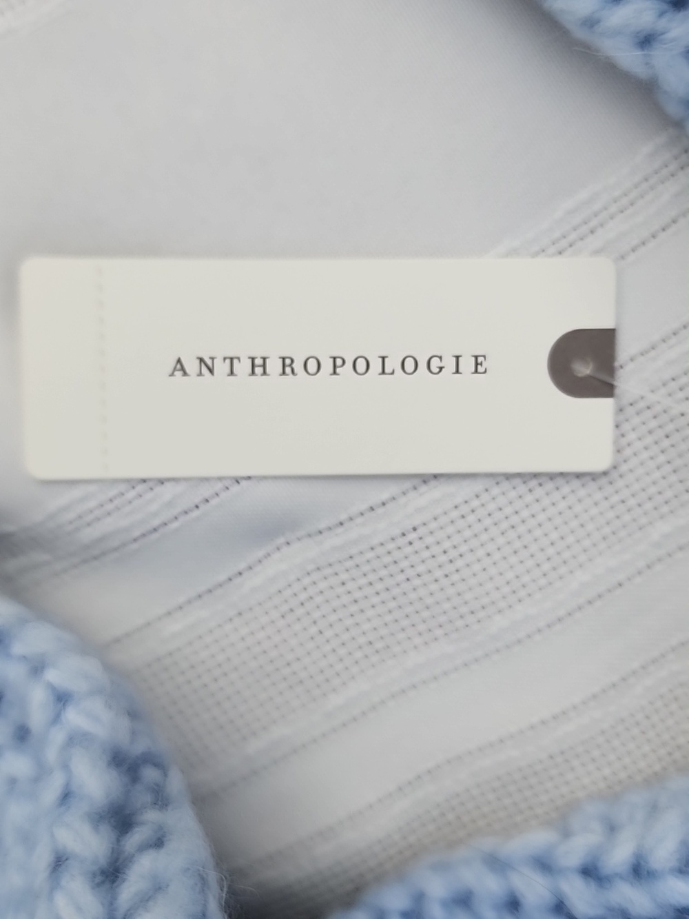 ANTHROPOLOGIE SWEATER RAMONA NWT BLUE V-neck Pullover Cable 7%Angora Knit - Picture 4 of 6